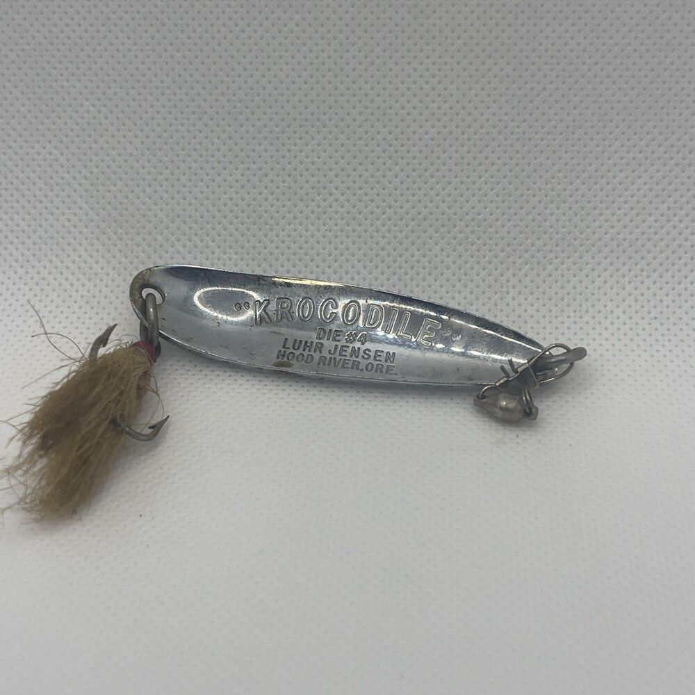 Lure Jensen Krocodile Die #4 Hood River Oregon Chrome Spoon Wobbler 3”